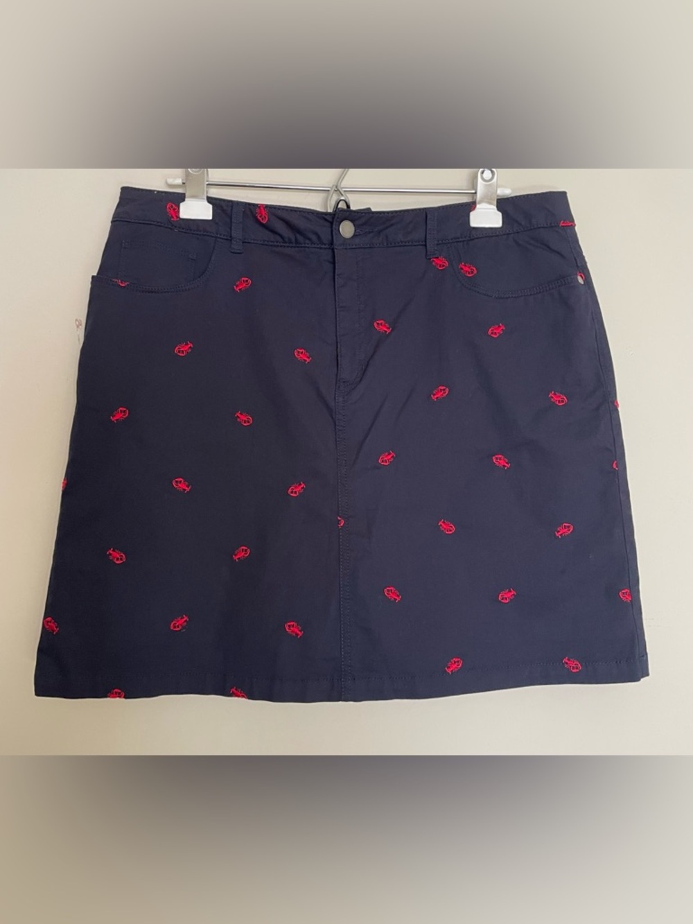 Croft & Barrow Navy Blue Embroidered Lobster Skort